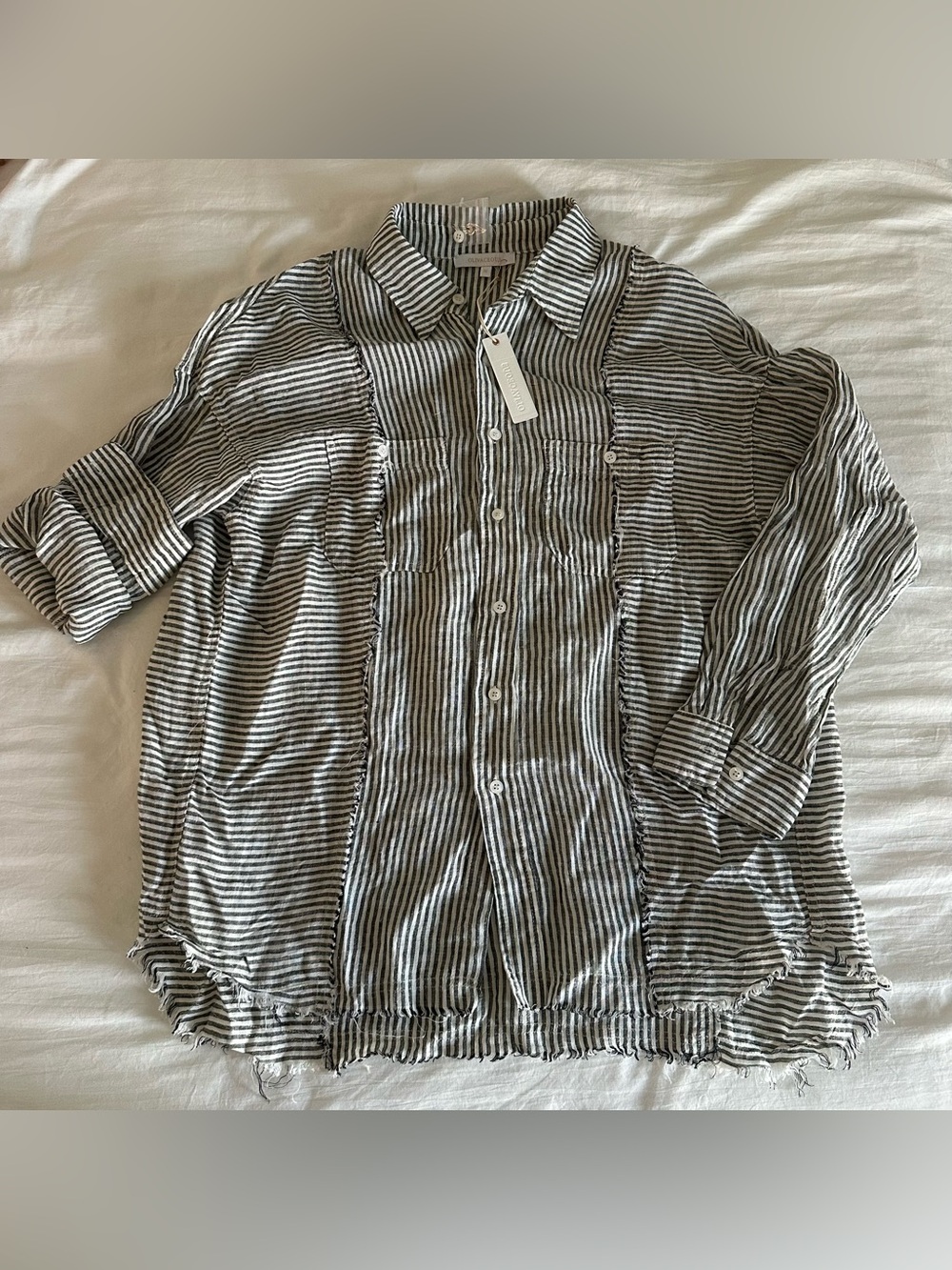 NWT Olivacious 100% Linen Top Shirt Button Up Down Medium